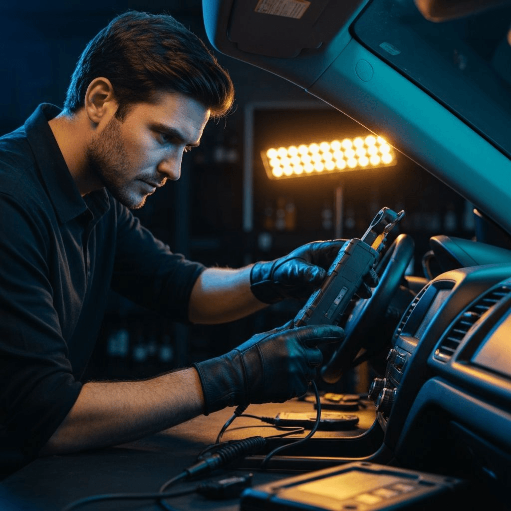 Мастер программирует автомобильный ключ